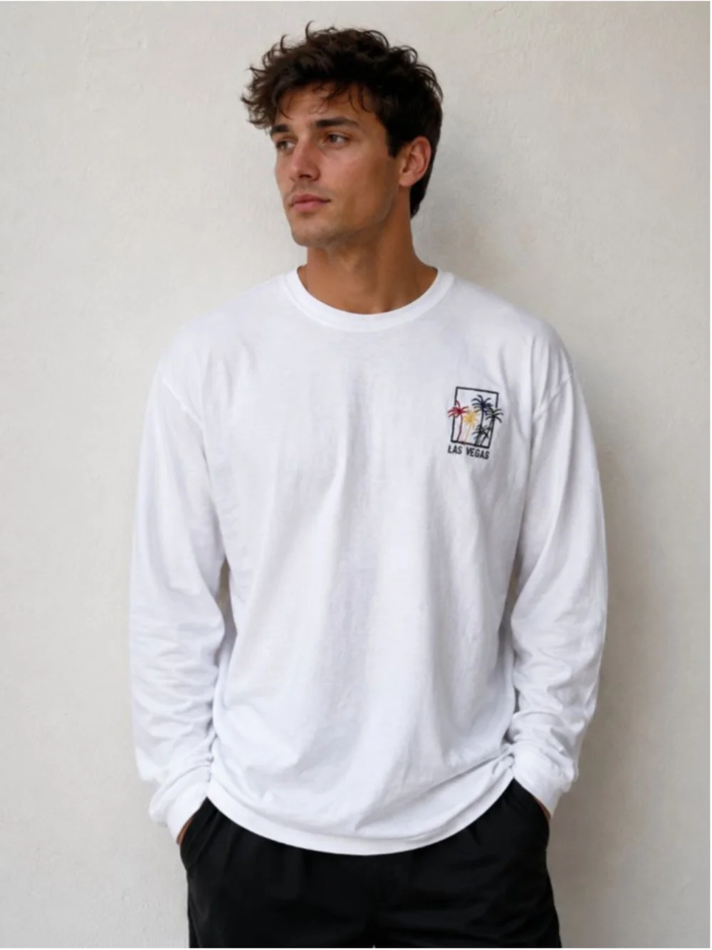 Men's Jerzees White Las Vegas Long Sleeve Tee XXL